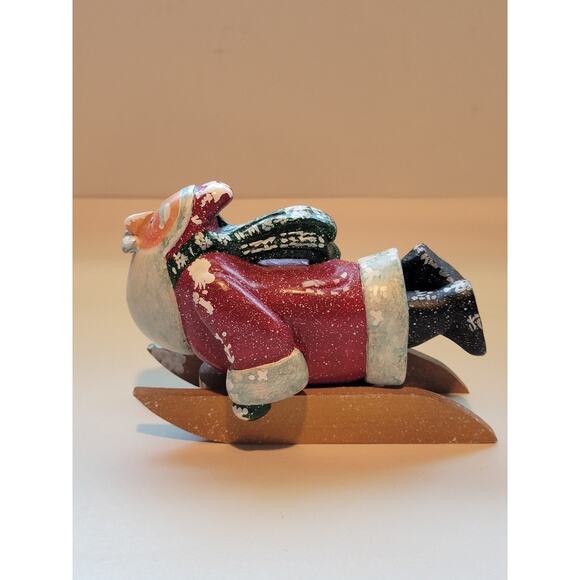 Vintage Santa On Sled Figurine - Whimsical Village Arts - Picture 5 of 11